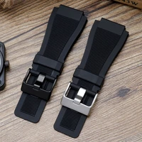 for bell ross series br01 br03 strap watchband bracelet belt rubber ross 3324mm convex end waterproof watch accessories