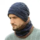 Мужская Зимняя Вязаная Шапка-бини с мягкой плюшевой подкладкой, 2 шт.компл.