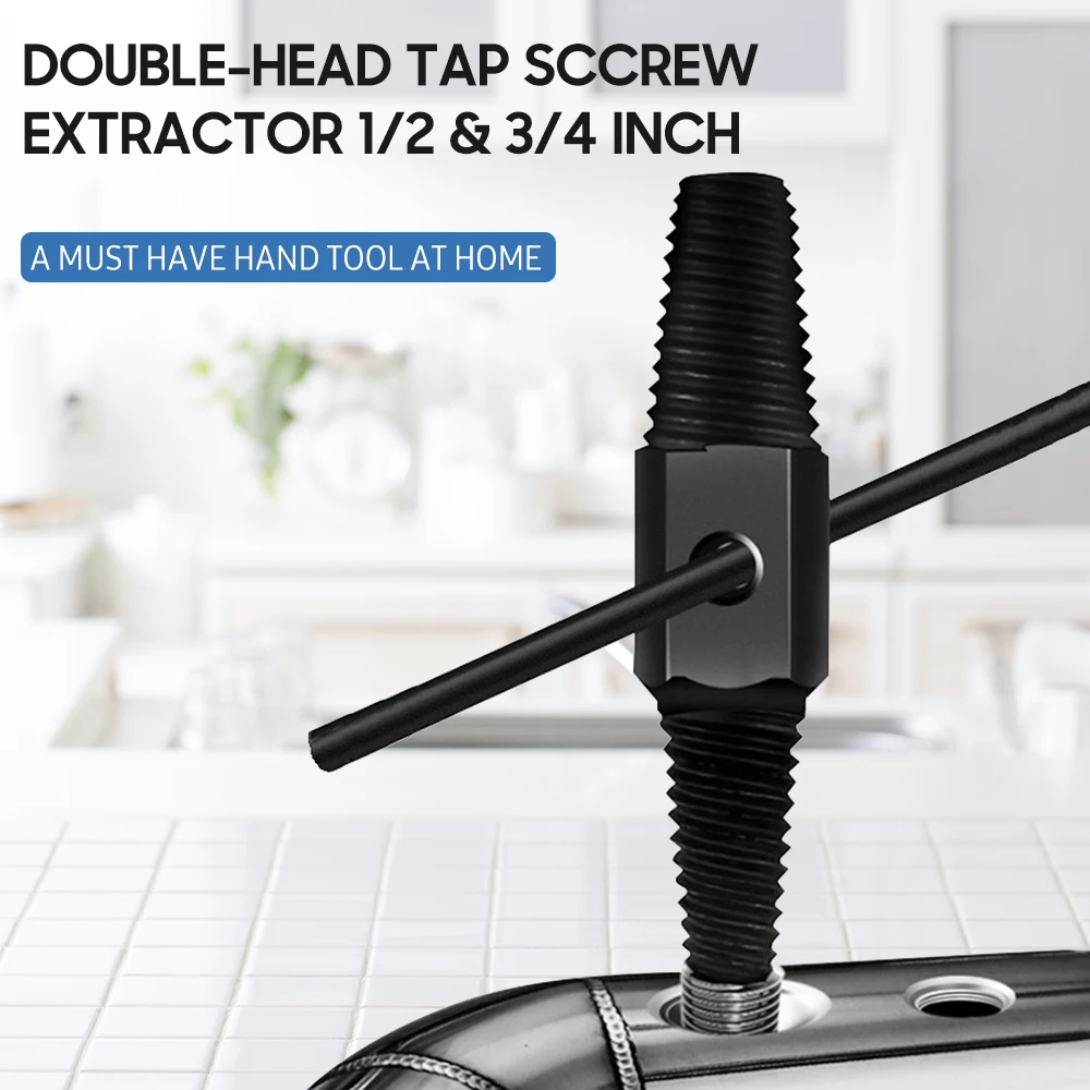 

Экстрактор винтов для смесителя с двойной головкой, 1/2 дюйма, 3/4 дюйма, водопроводная трубка, инструмент для удаления поврежденных сломанных...