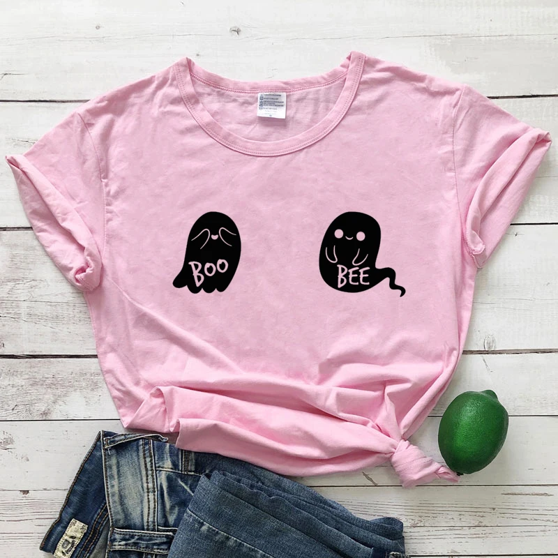 Милая забавная футболка Boo Bee для Хэллоуина топы унисекс в эстетике Tumblr Винтажная