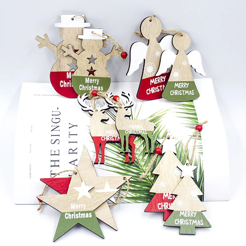 Новогодняя 2021 Рождественская креативная деревянная подвеска в виде снеговика и