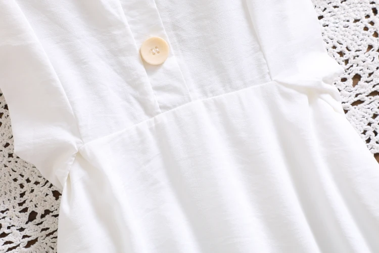 

Mori Girl Summer Women New Small Fresh White Fairy Dress Literary Temperament Waist Slimming Cute Mid-Length Dresses For Women