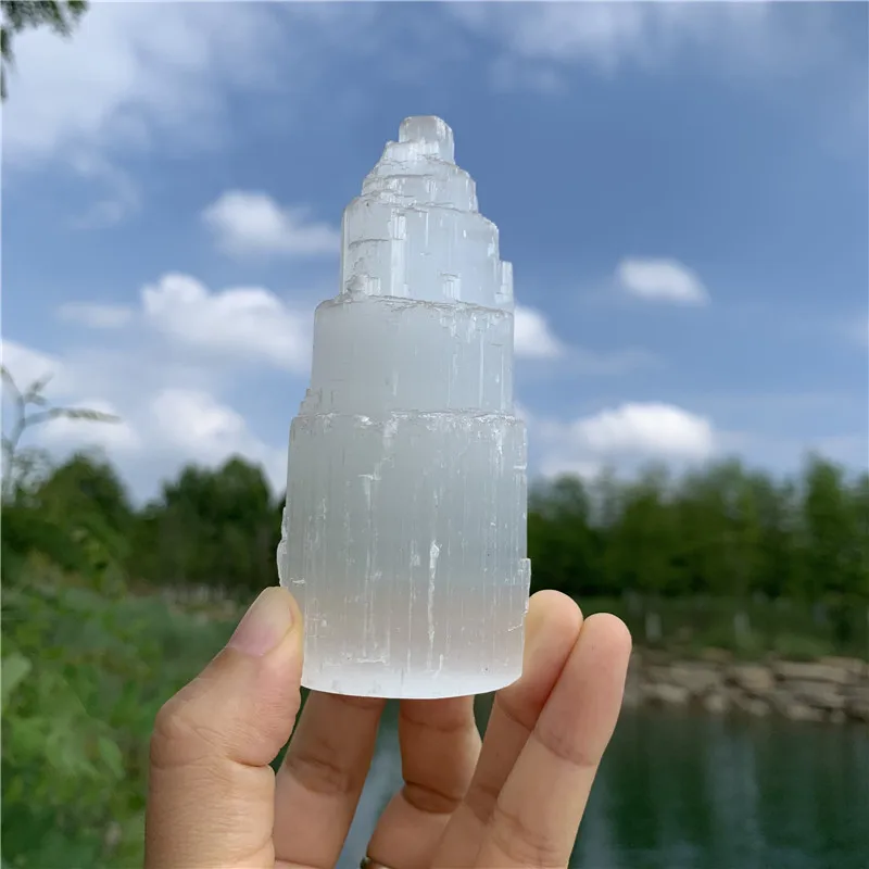 Оптовые цены натуральная башня селенита восстанавливающие кристаллы рейки