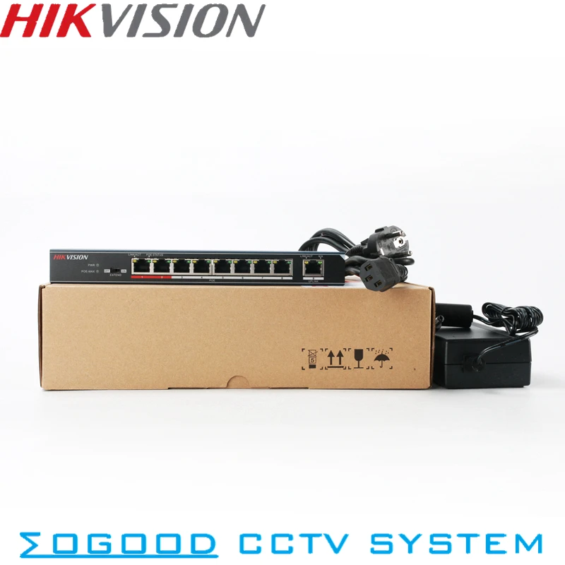 Hikvision Original DS-3E0109P-E Unmanaged 8 Pports PoE Switch 10/100 Mbps and 1 Up-Link Port For 8CH NVR IP Cameras |