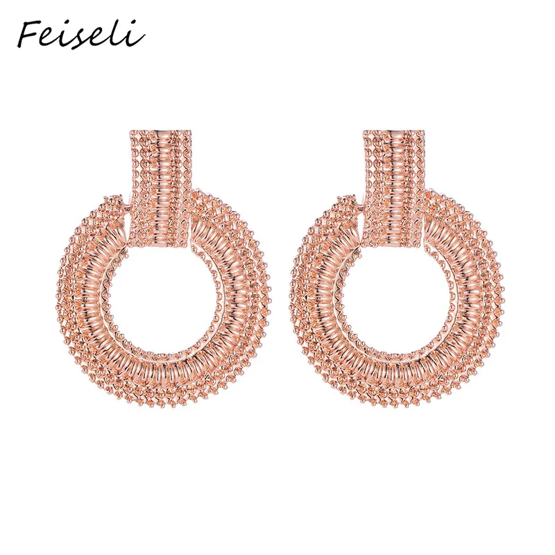 Feiseli разноцветные геометрические круглые гвоздики серьги для женщин