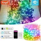 Умная светодиодная гирлянда Tuya с Wi-Fi, Рождественское украшение с RGB подсветильник кой с регулируемой яркостью, таймером и управлением через приложение, для Alexa, Google Home