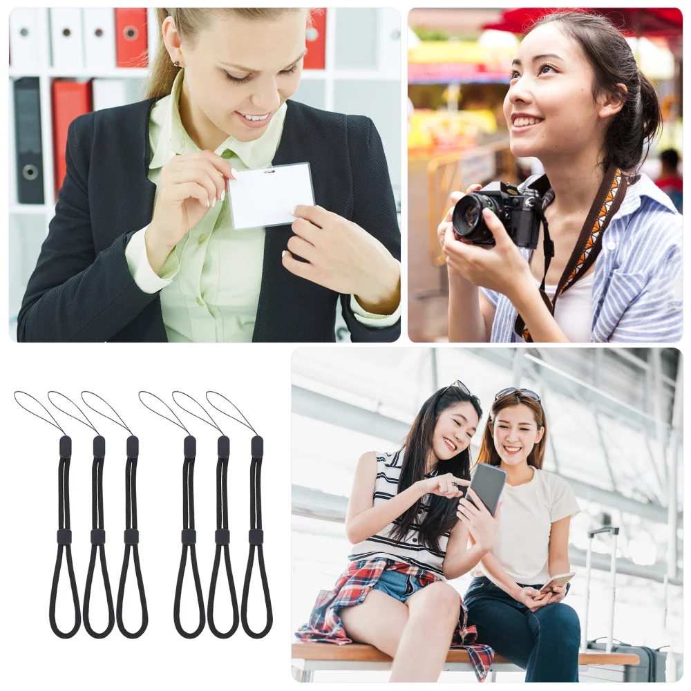 

6pcs Adjustable Phone Lanyards Short Lanyards Hand Polyester Cords Wrist Straps