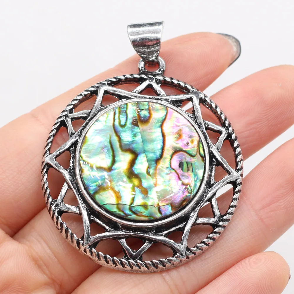 

Natural Stone Lapis lazuli Pendants Round Reiki Heal Antique-Silver Color Alloy Charms for DIY Necklace Earrings Jewelry Gifts