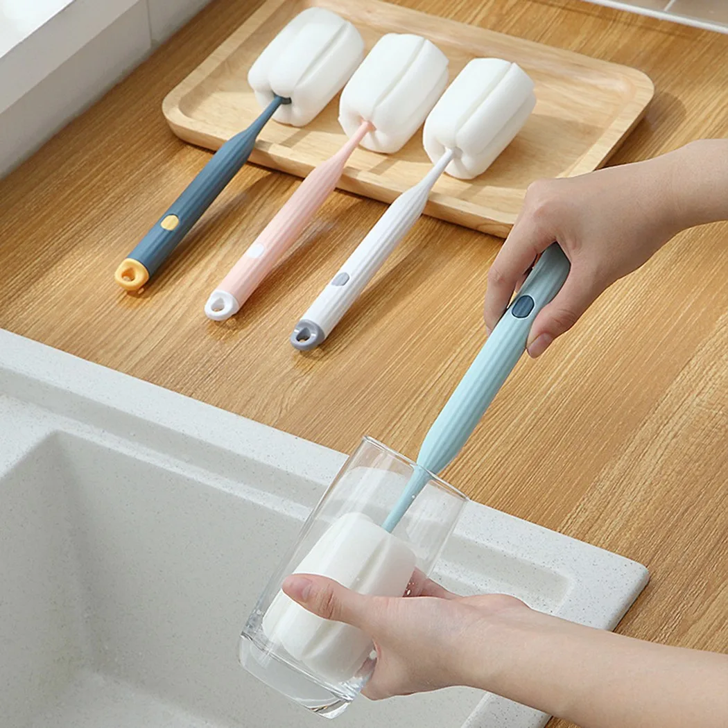 

Sponge Handle Brush Foam Bottle Cup Glass Kitchen Tool Car Home Washing Cleaning For Cleaning Bottles Vases Decanters Glassware