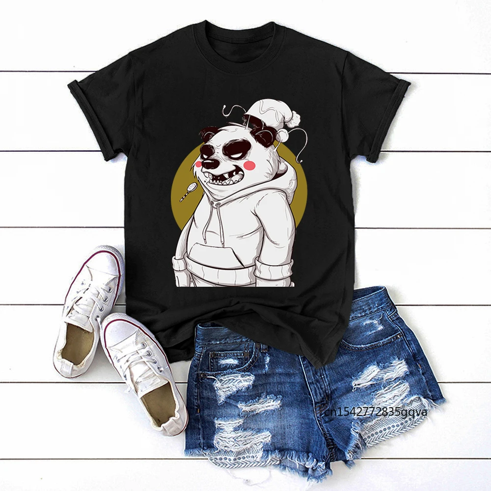 

Angry Panda Cartoons Creative Print Women Short Sleeve T-shirt Breathable High Quality Women Tshirts Fashion Brand Female Tee