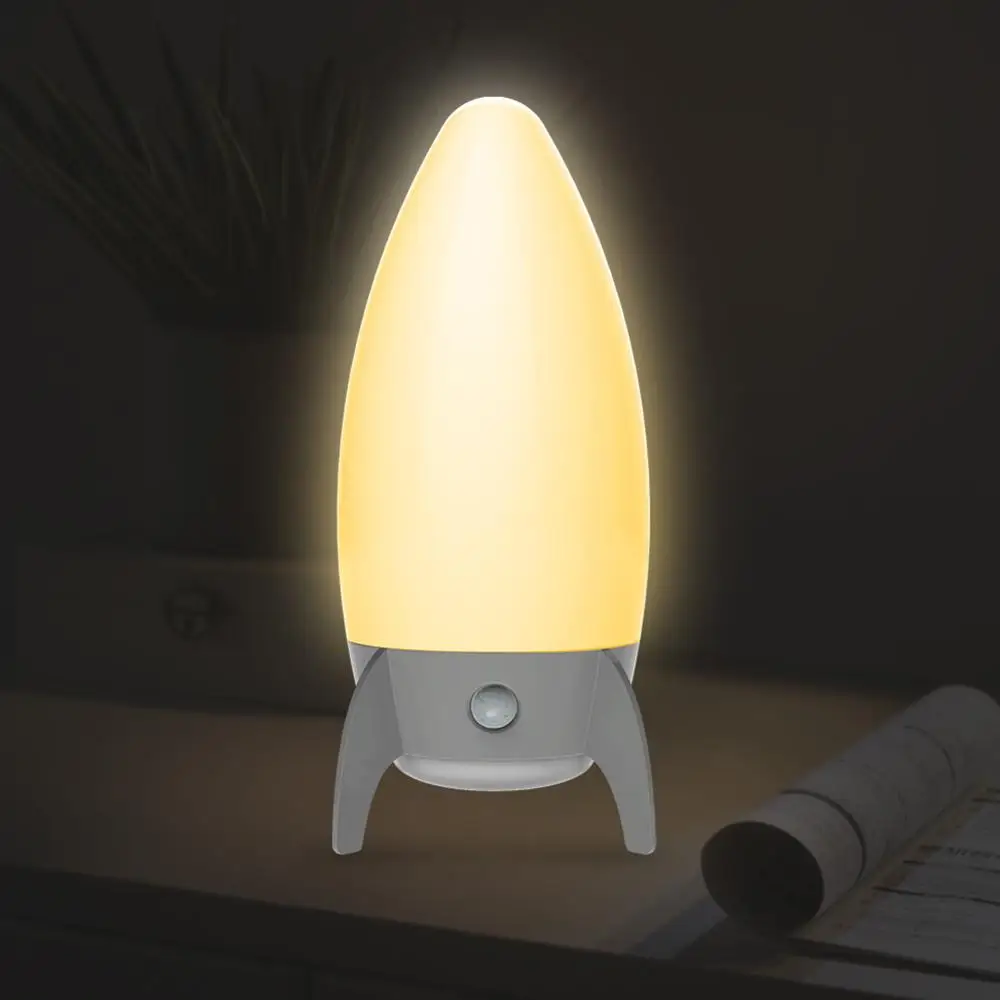 Креативный Rocket ночной Светильник RGB + Теплый Белый LED Детская прикроватная лампа