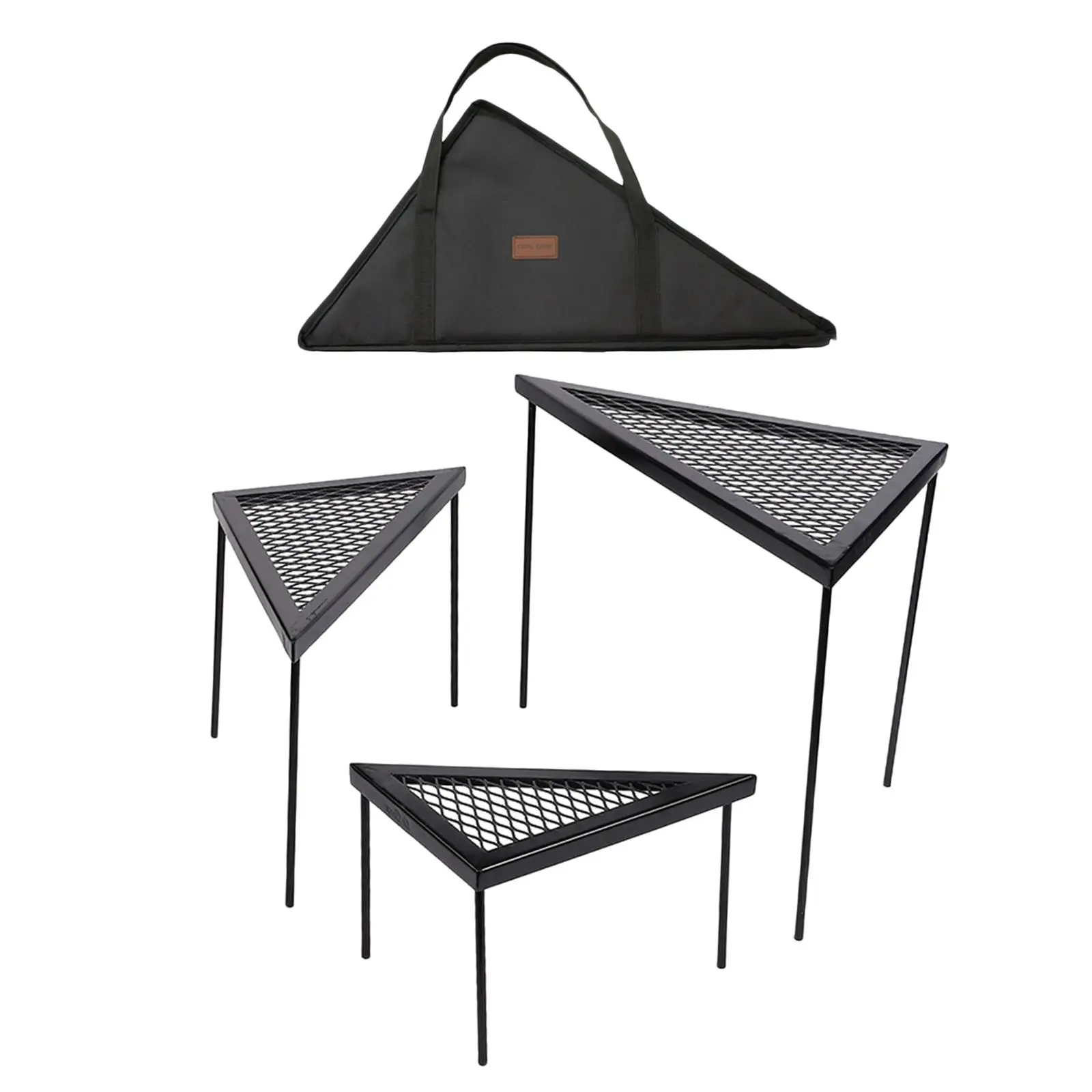 

Durable Triangle Net Table with Storage Bag Desk Iron Camping Table for Outdoor BBQ Party