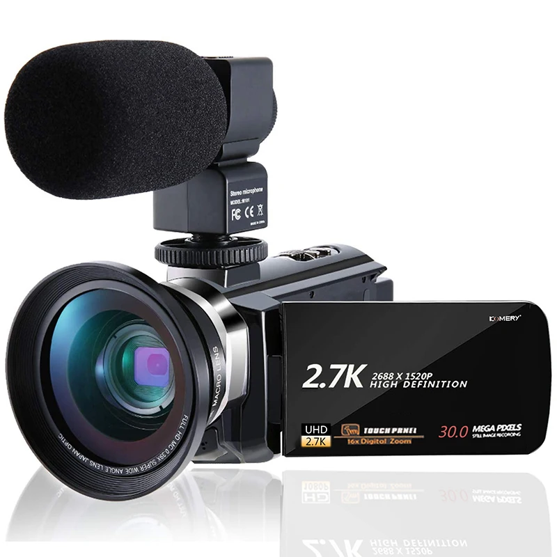 Видеокамера KOMERY Handycam 2 7 K сенсорный экран 16X цифровой зум HD 30MP|Любительские