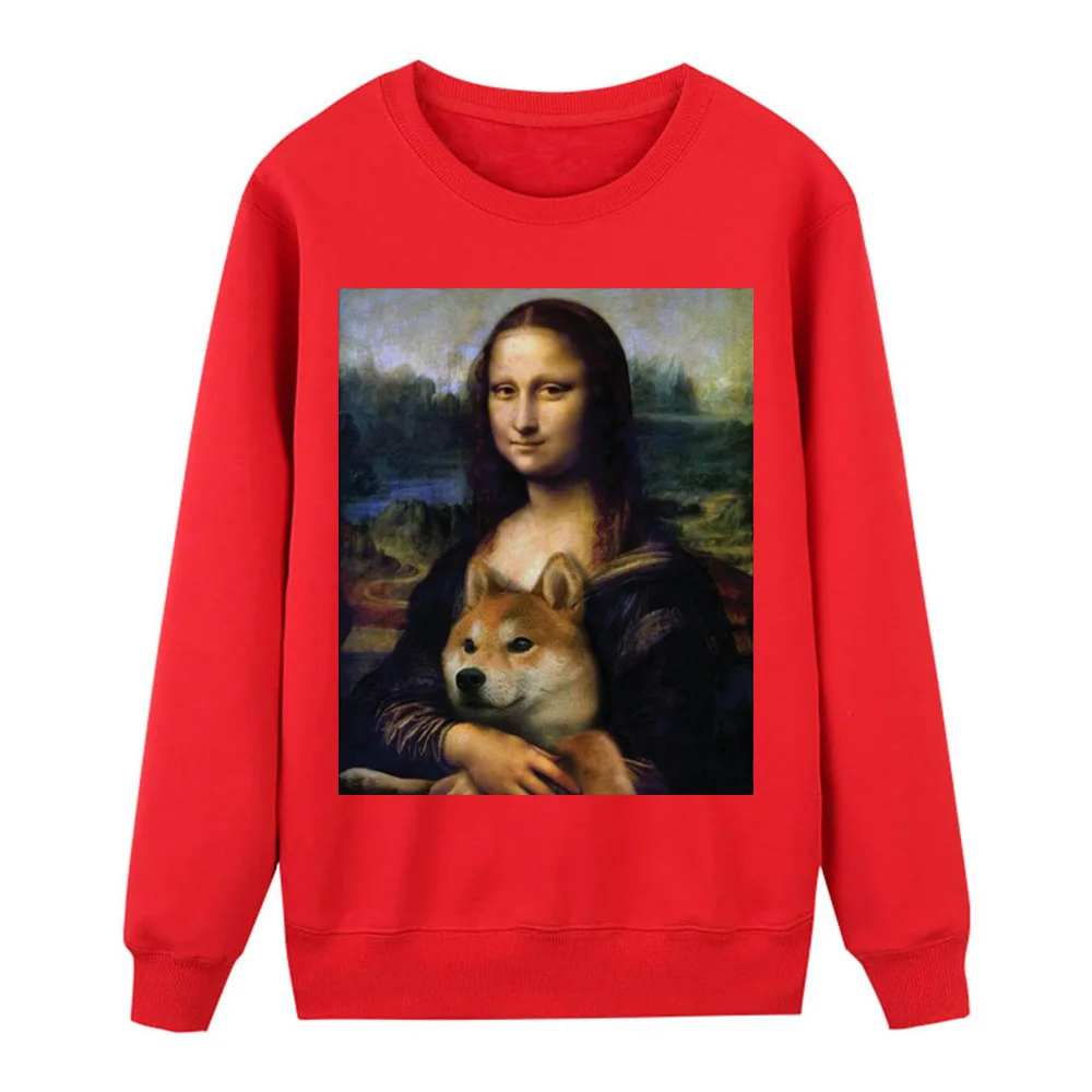 Женский флисовый спортивный костюм Mona Lisa shiba Inu Doge Повседневная теплая толстовка
