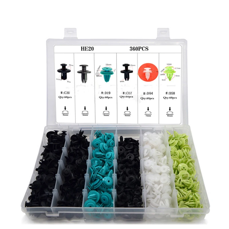 

360Pcs Car Body Retainers Car Door Card Panel Trim Clips Bumper Fastener Retainer Push Rivet Kit Auto Accessories
