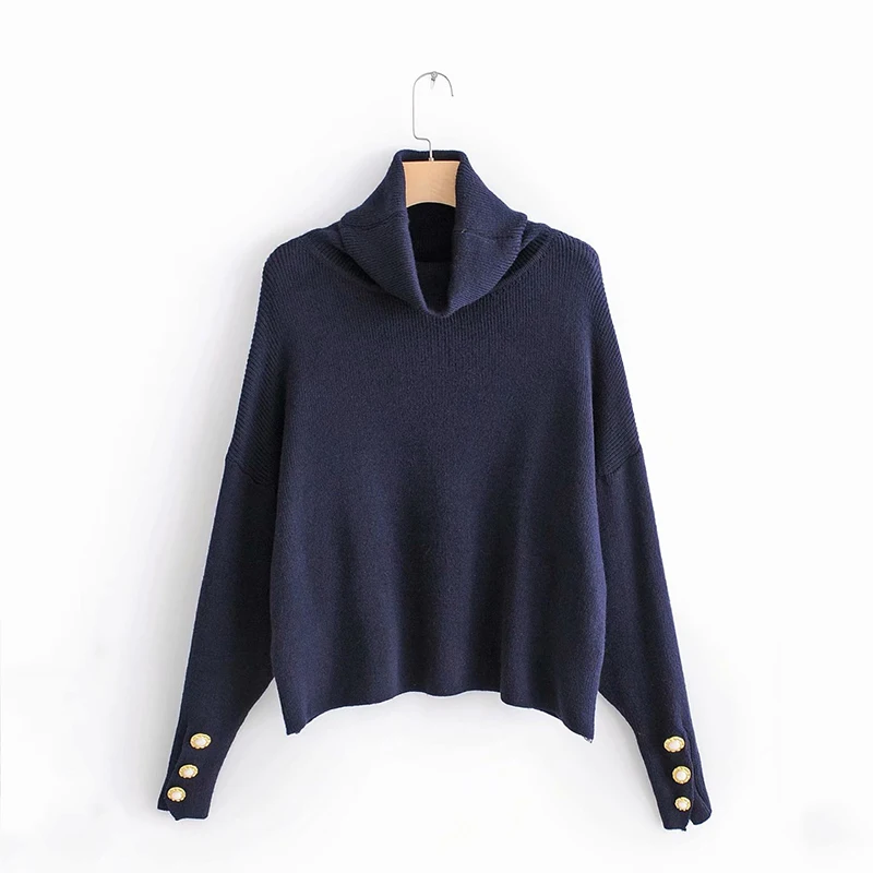Winter Spring Casual Basic Solid Knitted Loose Short Sweaters Oversized Buttons Long Sleeve Stretchy Pullovers Female | Женская одежда