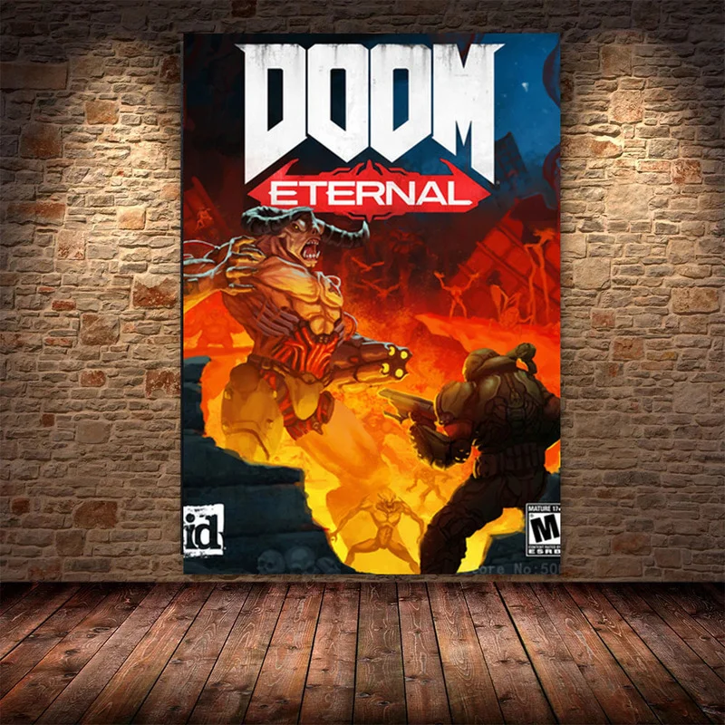 Постер игры DOOM Картина на холсте плакаты и принты Настенная картина для детской