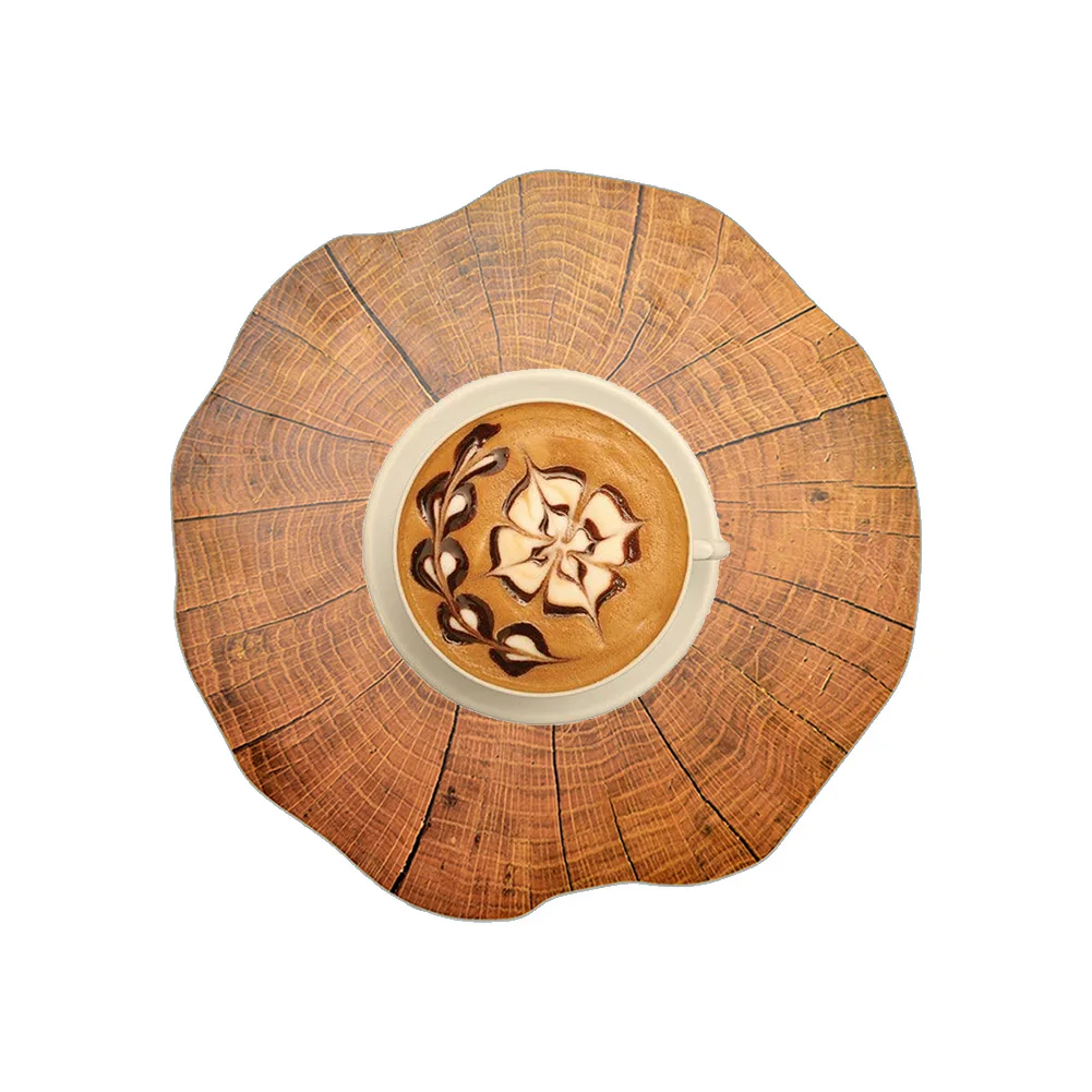 

Wood Grain Western Placemat Tea Cup Mat Thermal Insulation Moisture-proof Decorative Mat For Wedding Home Dining Table Dishes