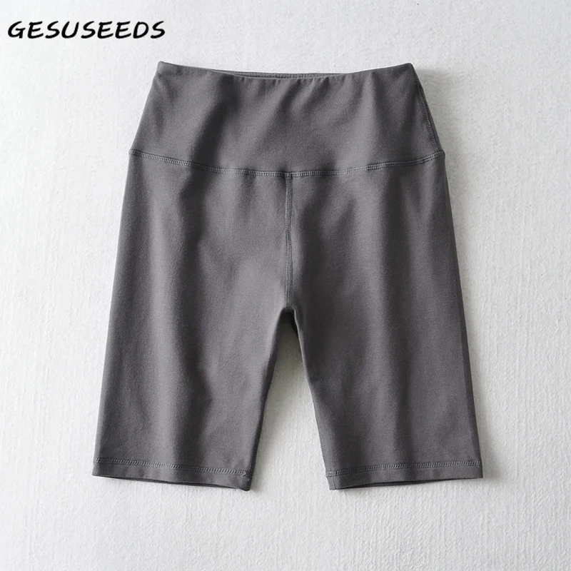 

2021 Summer high waist shorts women casual knit shorts joggers women korean streetwear solid biker shorts black white gray