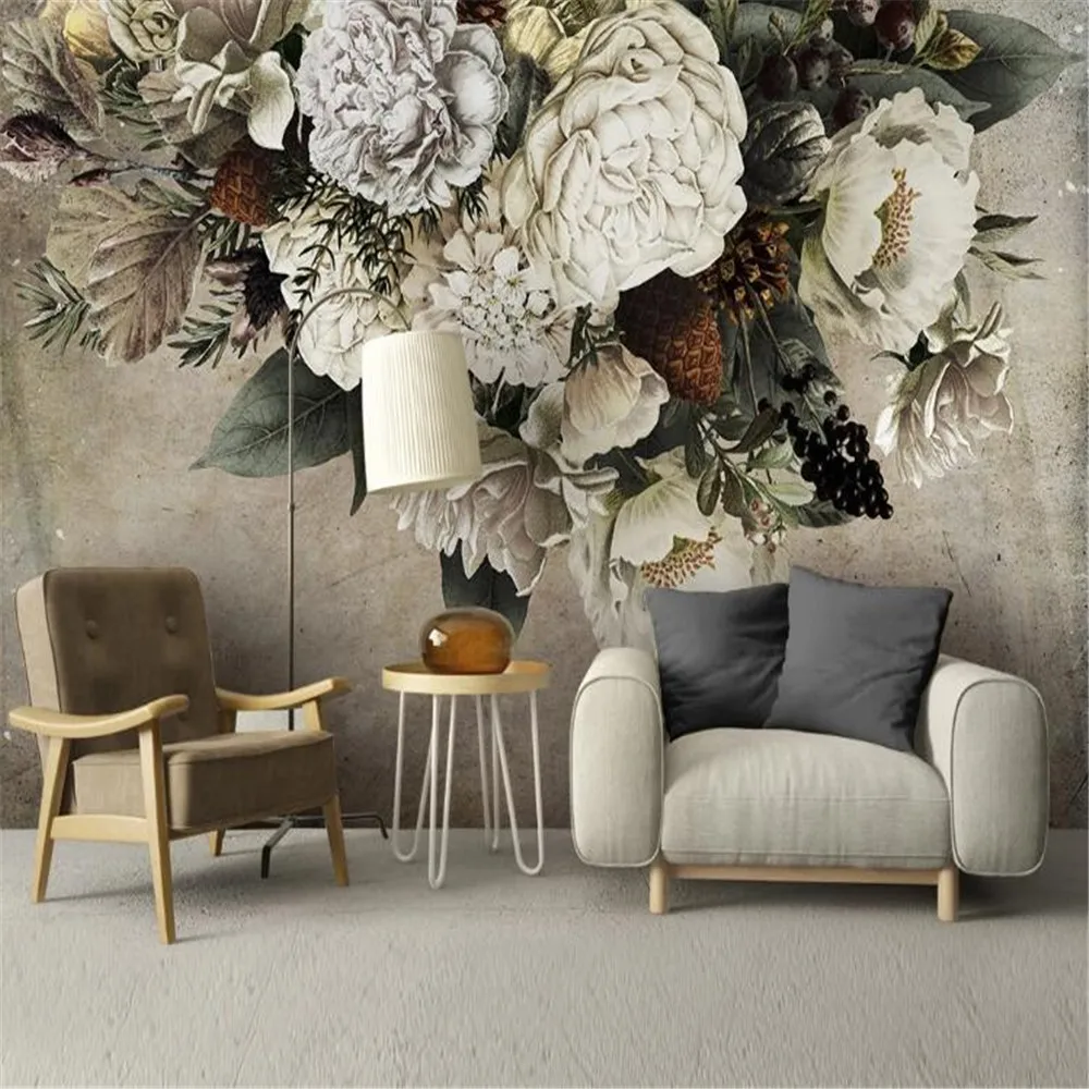 Пользовательский Европейский ретро ручная роспись Цветочная спальня гостиная