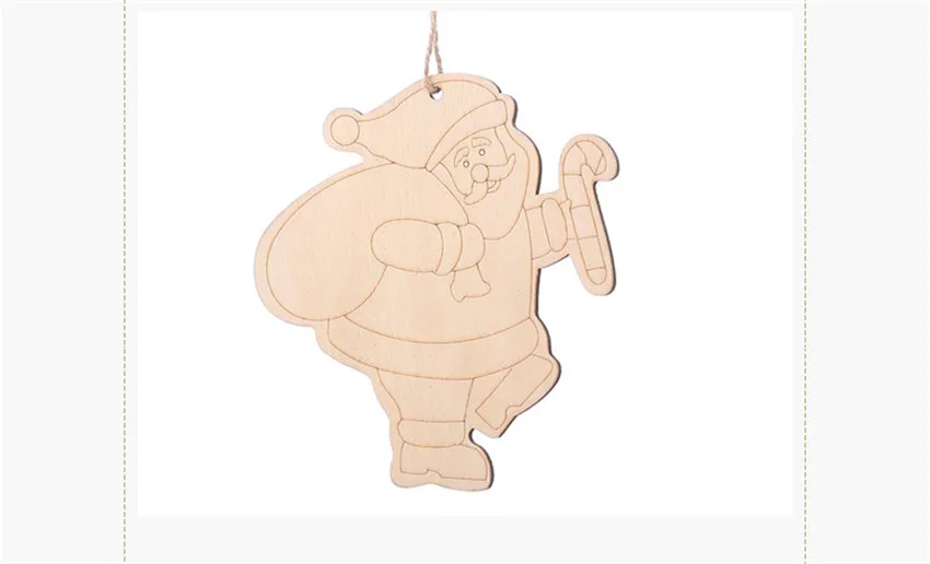 5pcs Wooden Kids DIY Color Painting Christmas Ornaments Cute Santa Claus Graffiti Art Crafts Toys Pendants Xmas Tree Decoration