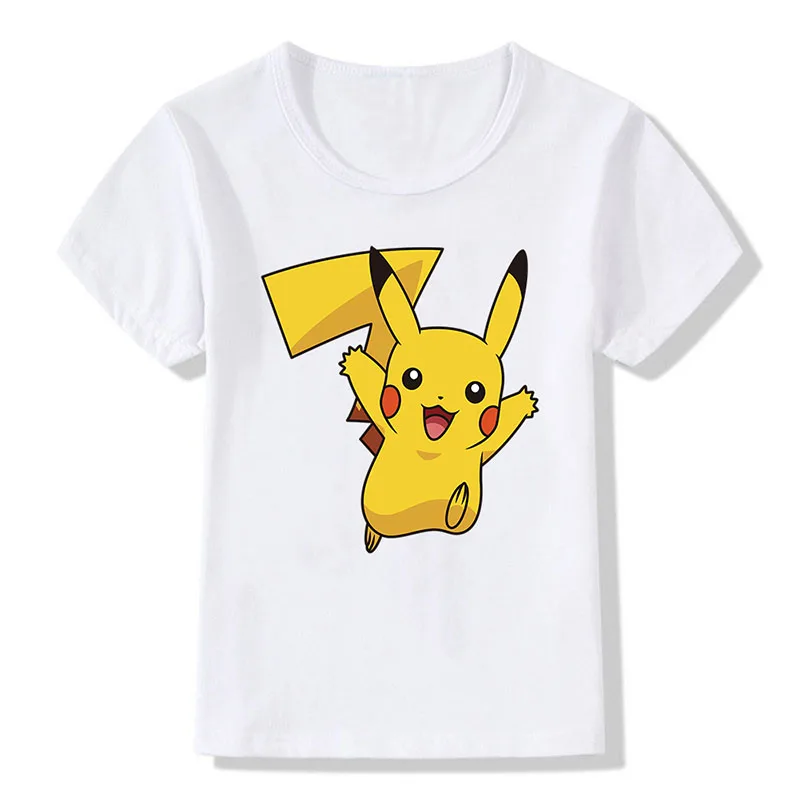 

Pokemon Pikachukids Modal T-shirt Pure Color Anime Figures Kawaii Print T Shirt Cute Children White Clothing Tops Toddler Tees