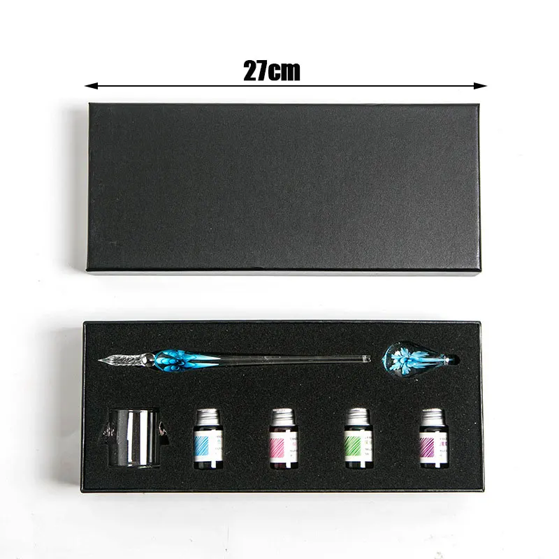 

3D Crystal Floral Glass Signature Pen Nib Elegant Crystal Dip Sign Pen Box Gift