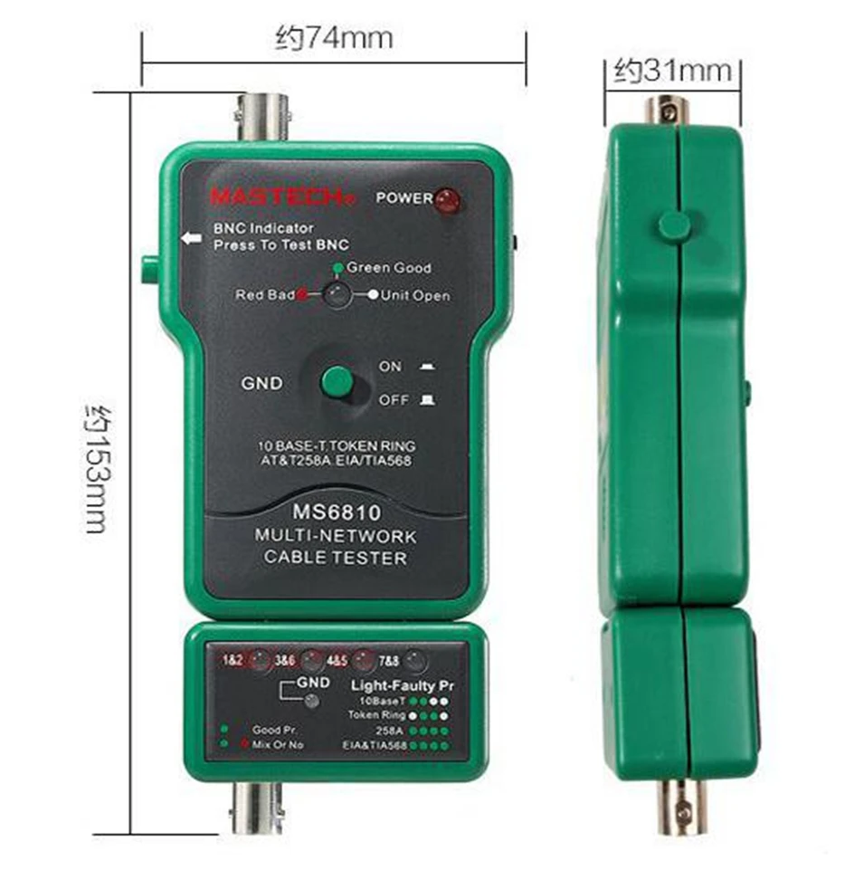 MASTECH MS6810 высокая скорость Тестирование мульти сетевой кабель тестер метр RJ45 BNC тесты для коаксиального кабеля