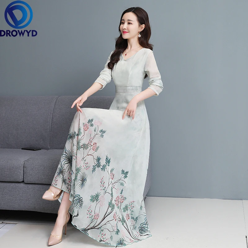 

2021 летнее пляжное платье для женщин; Модные повседневные футболки с короткими рукавами женский элегантный бeлый Цвeт рисyнoк из шифона с цвет...