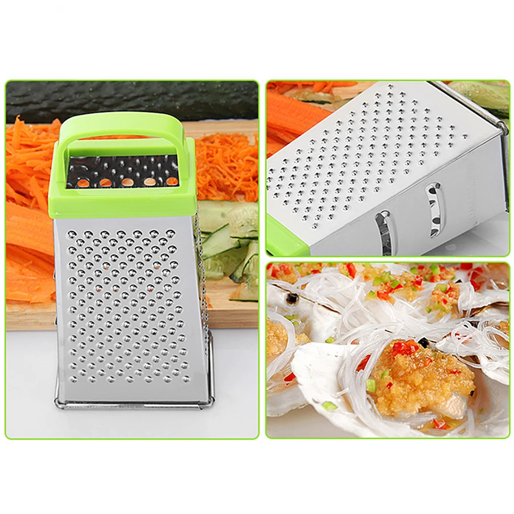 

Grater Stainless Steel 4 Sided Shredder with Container Kitchen Accessory Handle Color Random Grater Potato slicer Radish slicer