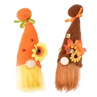 2pcs harvest festival gnomes doll sunflowers boy and girl dolls berry ornaments household cute decor decoration supplies