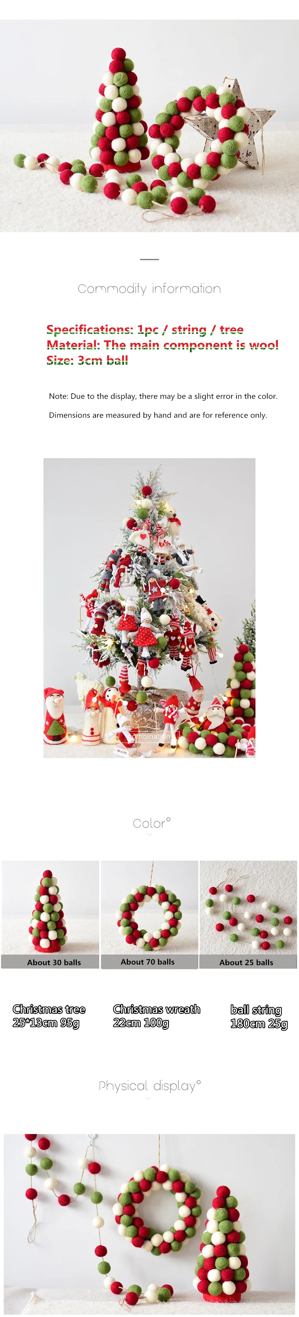 Рождественский Органайзер navidad decoraciones para el hogar, сделай сам, шерстяной шар, настенные подвески в скандинавском стиле, детский домашний декор