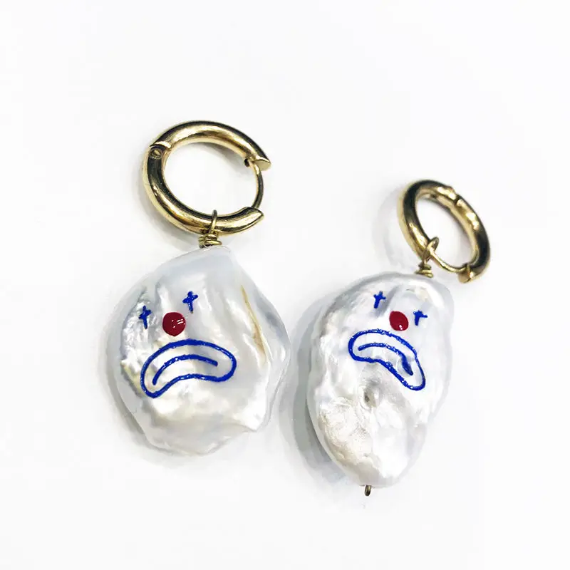 1 пара жемчужных висячих серег в форме лица клоуна Винтажные серьги специальной