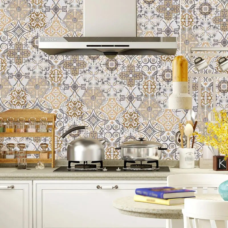 Ретро стикер на стену плитка пол ПВХ ванная комната кухня водонепроницаемый