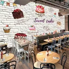 Фотообои 3D Ручная роспись торта, белая кирпичная стена, фон для стен, современный торт, пекарня, промышленный декор, обои 3D