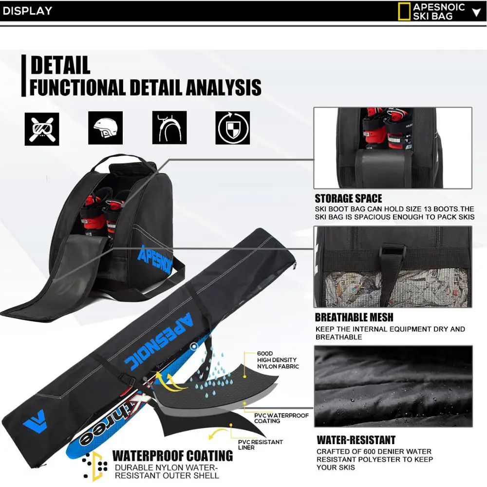 APESNOIC/Лыжная сумка с подкладкой из двух предметов водонепроницаемая Лыжная