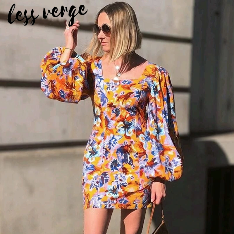 Lessverge повседневное короткое винтажное платье с цветочным принтом женские милые