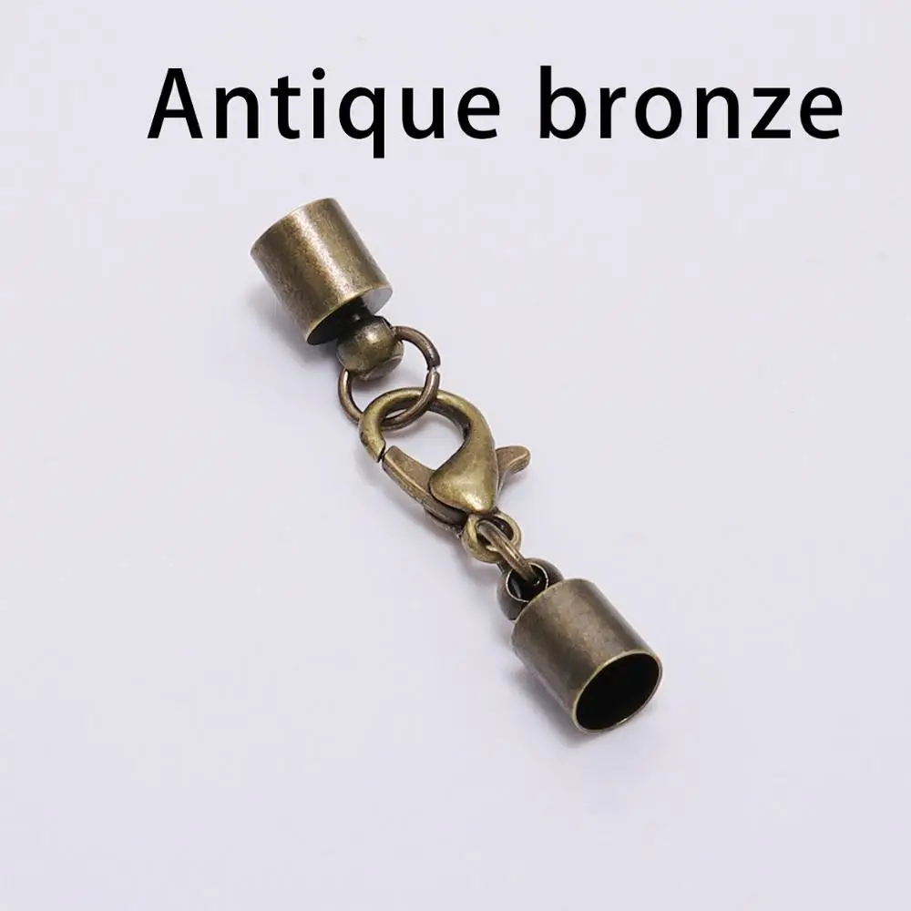 Antique bronze 10 шт./лот кисточки колпачки кожаный шнур Конец Обжимной Шарик Омаров застежки Разъемы для DIY ожерелье ювелирных изделий фурнитура Аксессуары - Цвет: Antique bronze