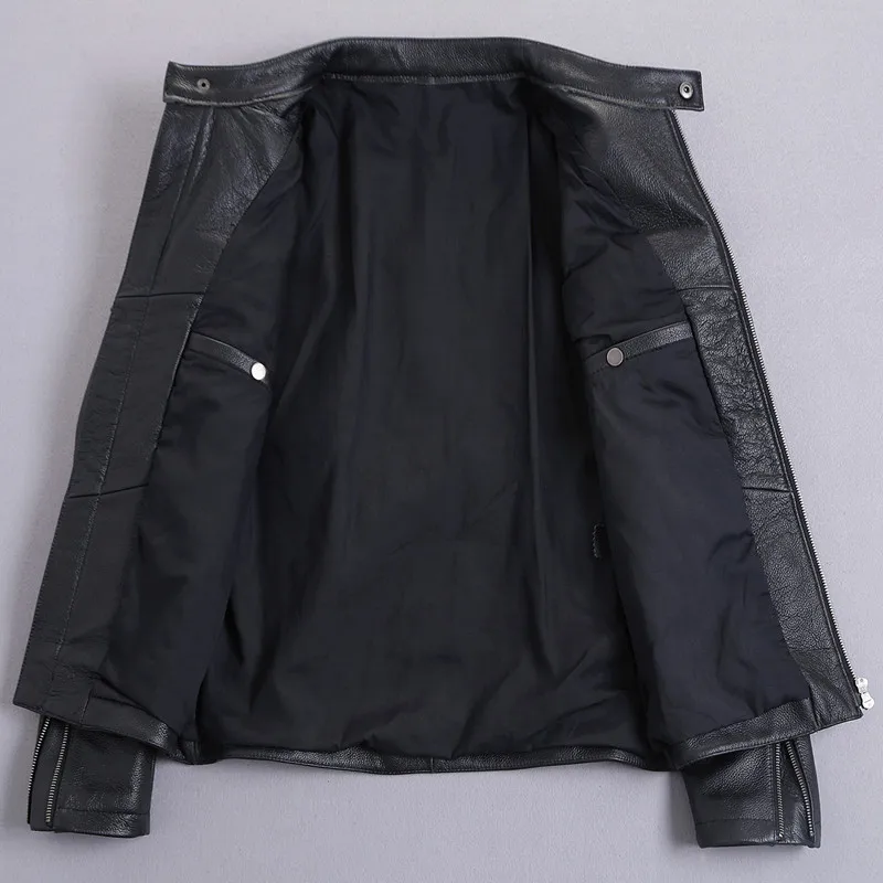 Высокое качество 100% натуральный из козьей кожи кожаная куртка для мужчин Сезон