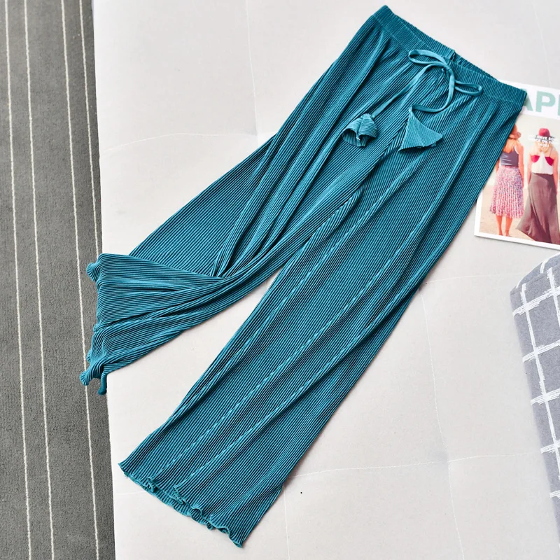 Брюки женские плиссированные с широкими штанинами Модные Узкие шифоновые штаны