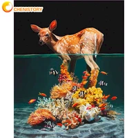 chenistory animal diy oil picture by numbers landscape adults kits acrylic paint on canvas painting by numbers handpainted decor