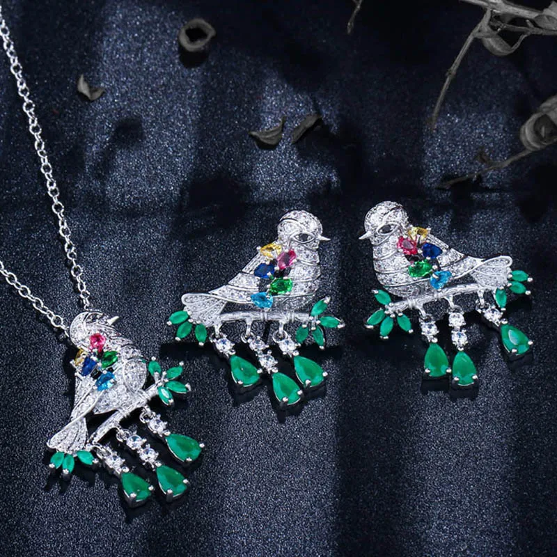 Pera уникальные модные женские серебряные ювелирные изделия с птицами большой