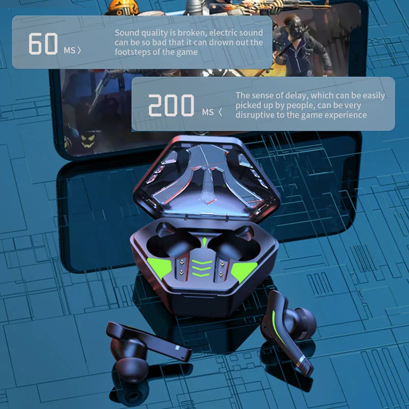 

XINNIERTWS Earphone Wireless Bluetooth V5.0 Sport Headphones Gaming Headse:No-Delay, in-Ear Sports, Universal Apple Android