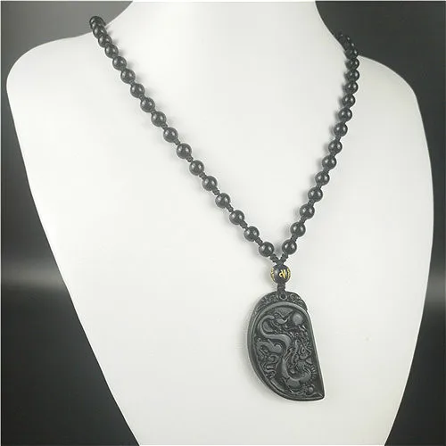 Ожерелье с подвеской из натурального китайского черного и зеленого нефрита