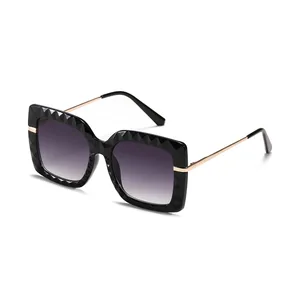 Trend 2021 new large frame square European and American Sunglasses wavy Sunglasses UV400 in Pakistan
