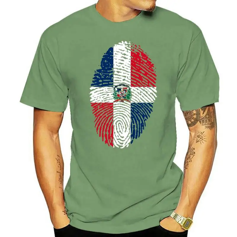 

T shirt Dominican Republic Flag Fingerprint T Shirts Short Sleeves cotton Men Casual Dominican Independence Family T-Shirts