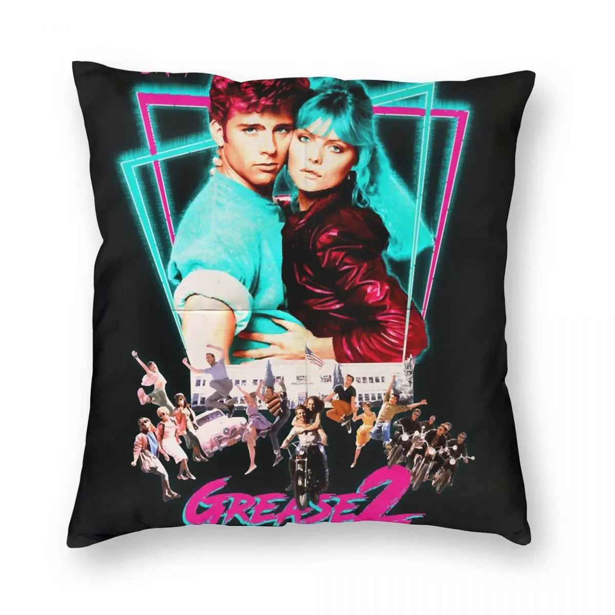 

Neon 80 S GREASE Square Pillowcase Polyester Linen Velvet Printed Zip Decor Pillow Case Bed Cushion Cover 18"