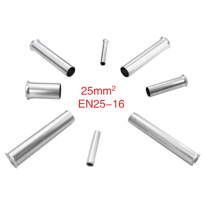 

50/100PCS non-insulated wire connector ferrule copper bare tinned crimp terminal 25mm/EN25-16 4 AWG