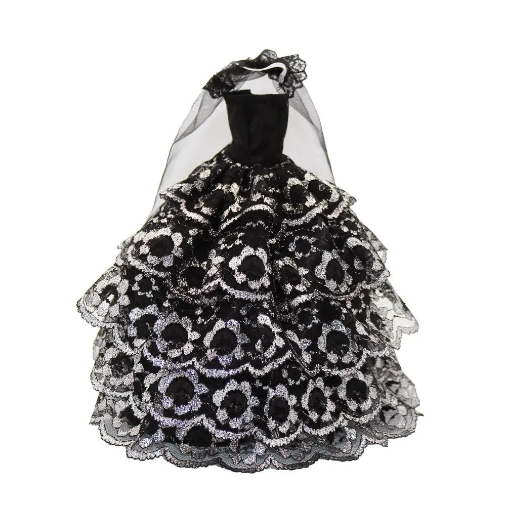 

Black Lace Wedding Dress Outfits for Barbie BJD Doll Clothes Accessories Play House Dressing Up