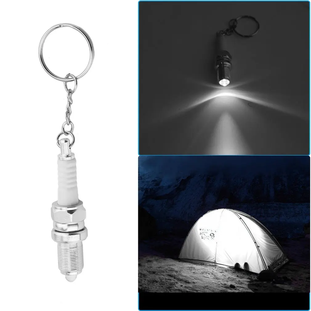 1PC LED Flashlight Keychain Outdoor Car Auto Parts Key Chain Spark Plug Shaped Outside Tuning Keyring Keyfob Accessories | Автомобили и